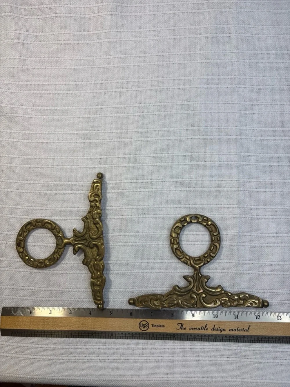 Vintage Solid Brass Ornate Bell Pull Tapestry Hangers Top & Bottom